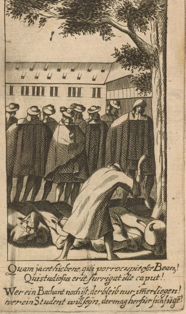 An illustration from Dyas orationum de ritu depositionis, 1666, leaf 93