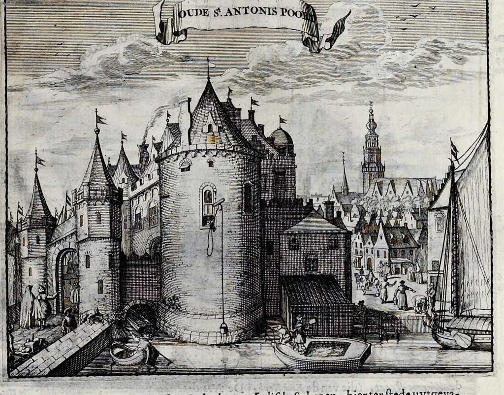 An illustration from Beschryvinge van Amsterdam : zynde een naukeurige verhandelinge van desselfs eerste oorspruk uyt den huyse der heeren van Amstel, en Amstellant : haar vergrootingen, rykdom, en wyze van regeeringe, tot den jare 1691 : voor dezen uit verscheide oude historie-schryvers be eengesteld, en uytgegeven : en nu uit een meenigte van oude schriften, authentyke stukken, en met kopere afbeeldingen verciert, nooit voor desen gedruckt geweest, beschreven, en vermeerdert, 1693, leaf 236