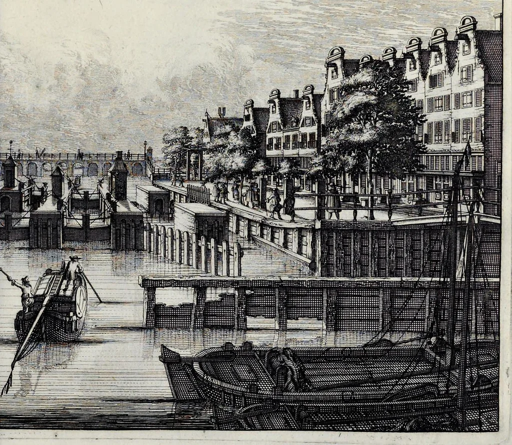 An illustration from Beschryvinge van Amsterdam : zynde een naukeurige verhandelinge van desselfs eerste oorspruk uyt den huyse der heeren van Amstel, en Amstellant : haar vergrootingen, rykdom, en wyze van regeeringe, tot den jare 1691 : voor dezen uit verscheide oude historie-schryvers be eengesteld, en uytgegeven : en nu uit een meenigte van oude schriften, authentyke stukken, en met kopere afbeeldingen verciert, nooit voor desen gedruckt geweest, beschreven, en vermeerdert, 1693, leaf 312