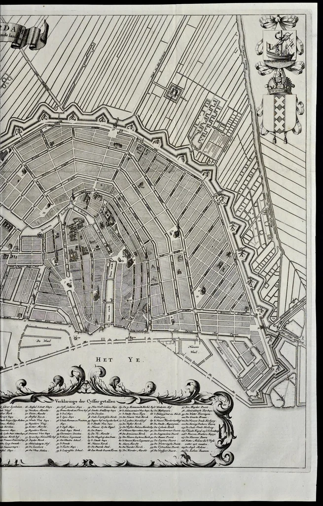 An illustration from Beschryvinge van Amsterdam : zynde een naukeurige verhandelinge van desselfs eerste oorspruk uyt den huyse der heeren van Amstel, en Amstellant : haar vergrootingen, rykdom, en wyze van regeeringe, tot den jare 1691 : voor dezen uit verscheide oude historie-schryvers be eengesteld, en uytgegeven : en nu uit een meenigte van oude schriften, authentyke stukken, en met kopere afbeeldingen verciert, nooit voor desen gedruckt geweest, beschreven, en vermeerdert, 1693, leaf 334