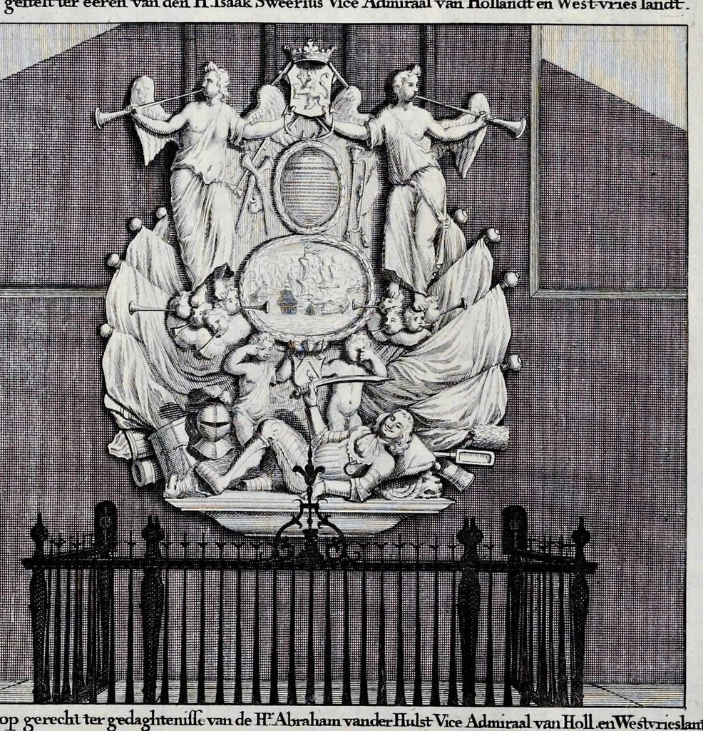 An illustration from Beschryvinge van Amsterdam : zynde een naukeurige verhandelinge van desselfs eerste oorspruk uyt den huyse der heeren van Amstel, en Amstellant : haar vergrootingen, rykdom, en wyze van regeeringe, tot den jare 1691 : voor dezen uit verscheide oude historie-schryvers be eengesteld, en uytgegeven : en nu uit een meenigte van oude schriften, authentyke stukken, en met kopere afbeeldingen verciert, nooit voor desen gedruckt geweest, beschreven, en vermeerdert, 1693, leaf 532