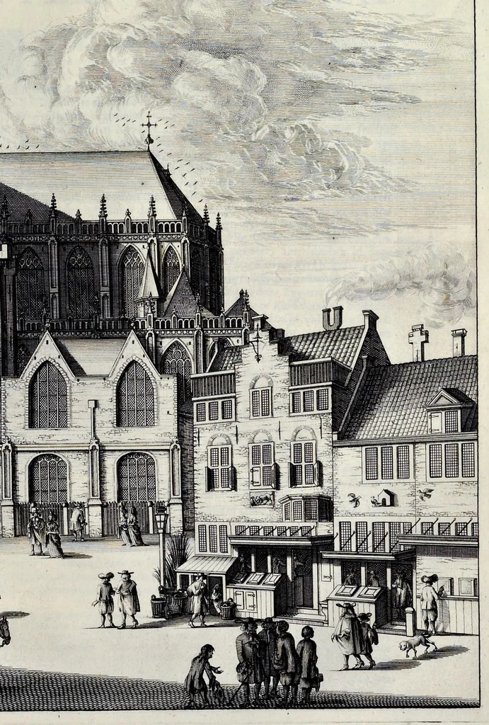 An illustration from Beschryvinge van Amsterdam : zynde een naukeurige verhandelinge van desselfs eerste oorspruk uyt den huyse der heeren van Amstel, en Amstellant : haar vergrootingen, rykdom, en wyze van regeeringe, tot den jare 1691 : voor dezen uit verscheide oude historie-schryvers be eengesteld, en uytgegeven : en nu uit een meenigte van oude schriften, authentyke stukken, en met kopere afbeeldingen verciert, nooit voor desen gedruckt geweest, beschreven, en vermeerdert, 1693, leaf 546