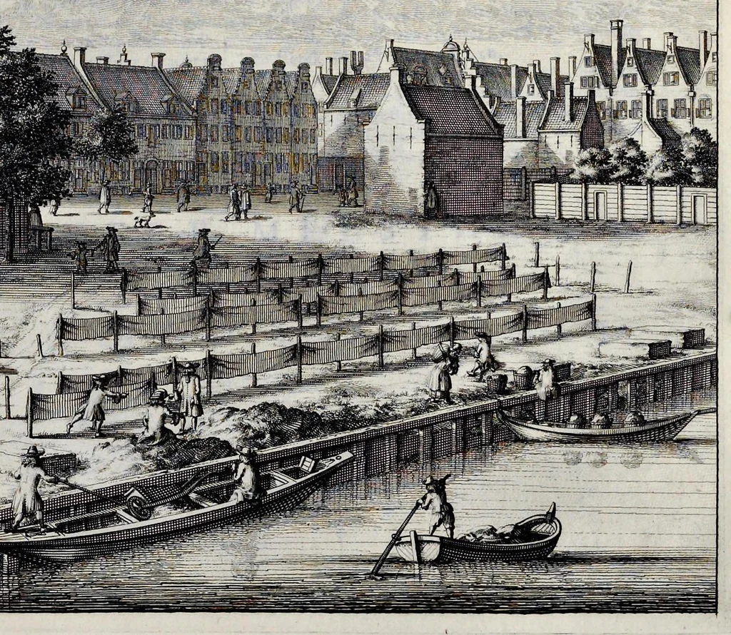 An illustration from Beschryvinge van Amsterdam : zynde een naukeurige verhandelinge van desselfs eerste oorspruk uyt den huyse der heeren van Amstel, en Amstellant : haar vergrootingen, rykdom, en wyze van regeeringe, tot den jare 1691 : voor dezen uit verscheide oude historie-schryvers be eengesteld, en uytgegeven : en nu uit een meenigte van oude schriften, authentyke stukken, en met kopere afbeeldingen verciert, nooit voor desen gedruckt geweest, beschreven, en vermeerdert, 1693, leaf 610
