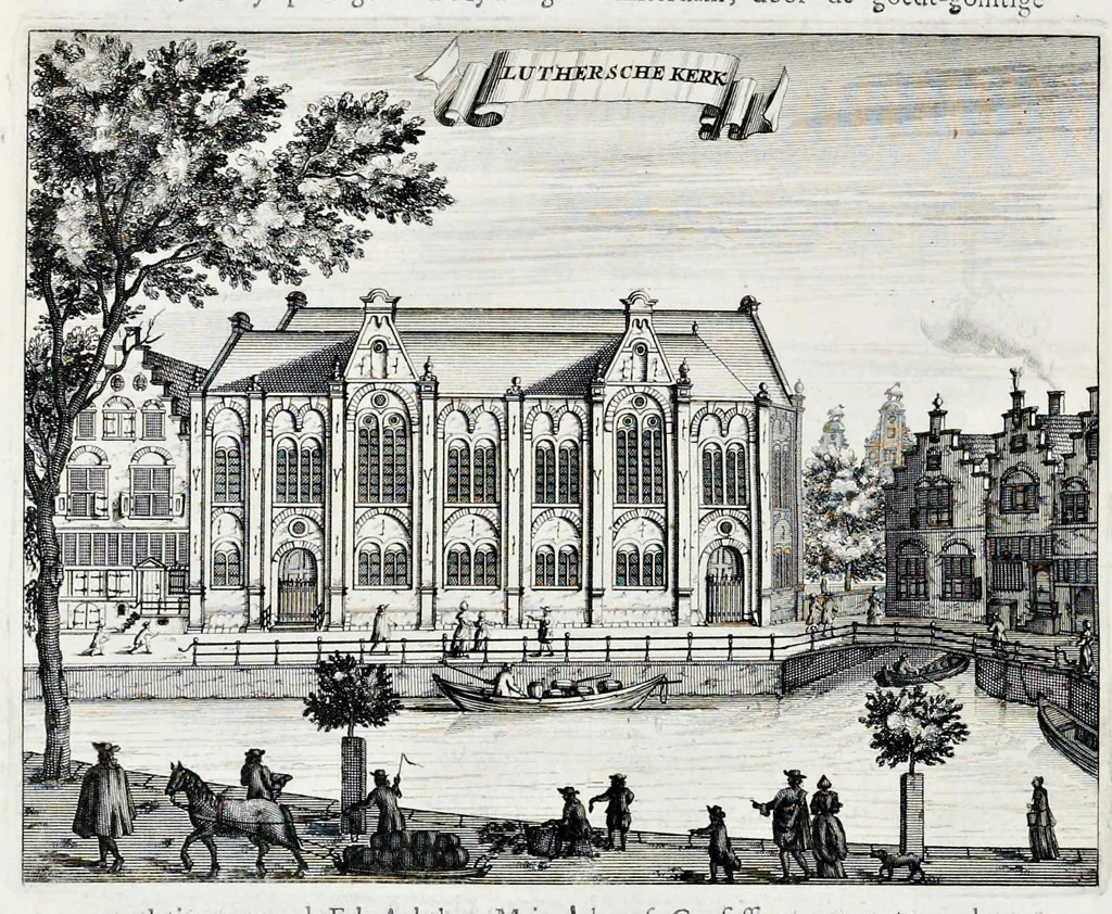 An illustration from Beschryvinge van Amsterdam : zynde een naukeurige verhandelinge van desselfs eerste oorspruk uyt den huyse der heeren van Amstel, en Amstellant : haar vergrootingen, rykdom, en wyze van regeeringe, tot den jare 1691 : voor dezen uit verscheide oude historie-schryvers be eengesteld, en uytgegeven : en nu uit een meenigte van oude schriften, authentyke stukken, en met kopere afbeeldingen verciert, nooit voor desen gedruckt geweest, beschreven, en vermeerdert, 1693, leaf 627