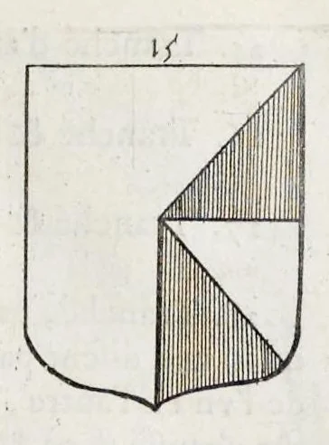 An illustration from La science heroique : traitant de la noblesse et de l'origine des armes, de leurs blasons & symboles : des timbres, bourlets, couronnes, cimiers, lambrequins, supports, tenans, & autres ornamens de l'ecu : de la devise & du cry de guerre, de l'ecu pendant, des pas & emprises des anciens chevaliers, & des formes differentes de leurs tombeaux : et enfin des marques exterieures de l'ecu de nos rois, des reines, enfans de France, & des officiers de la couronne, & de la maison du roy, 1669, leaf 110