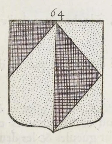 An illustration from La science heroique : traitant de la noblesse et de l'origine des armes, de leurs blasons & symboles : des timbres, bourlets, couronnes, cimiers, lambrequins, supports, tenans, & autres ornamens de l'ecu : de la devise & du cry de guerre, de l'ecu pendant, des pas & emprises des anciens chevaliers, & des formes differentes de leurs tombeaux : et enfin des marques exterieures de l'ecu de nos rois, des reines, enfans de France, & des officiers de la couronne, & de la maison du roy, 1669, leaf 118