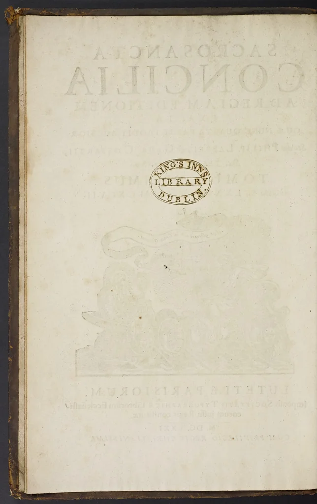 An illustration from Sacrosancta concilia ad regiam editionem exacta quae nunc quarta parte prodit auctior, 1671, leaf 7