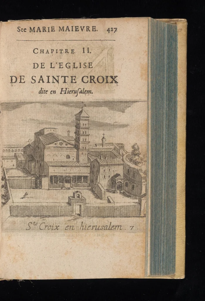 An illustration from Les curiositez de l'vne et l'autre Rome, I.[-2.] partie du I.[-2.] livre. Ou, traité des plus augustes temples & autres lieux saincts de Rome chrestienne. En laquelle il est traité des sept eglises principales de Rome & de plusieurs autres qui en sont proche. Diuisé en deux liures, & enrichy de plusieurs figures en taille douce, 1672, leaf 448