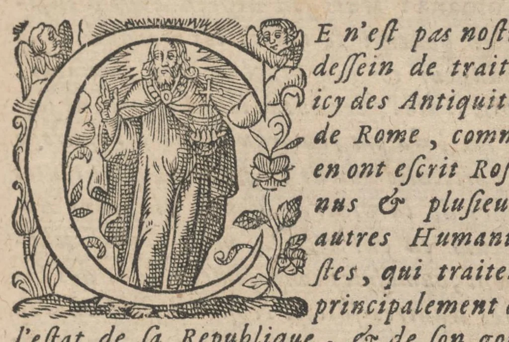 An illustration from Les curiositez de l'vne et l'autre Rome, I.[-2.] partie du I.[-2.] livre. Ou, traité des plus augustes temples & autres lieux saincts de Rome chrestienne. En laquelle il est traité des sept eglises principales de Rome & de plusieurs autres qui en sont proche. Diuisé en deux liures, & enrichy de plusieurs figures en taille douce, 1672, leaf 848