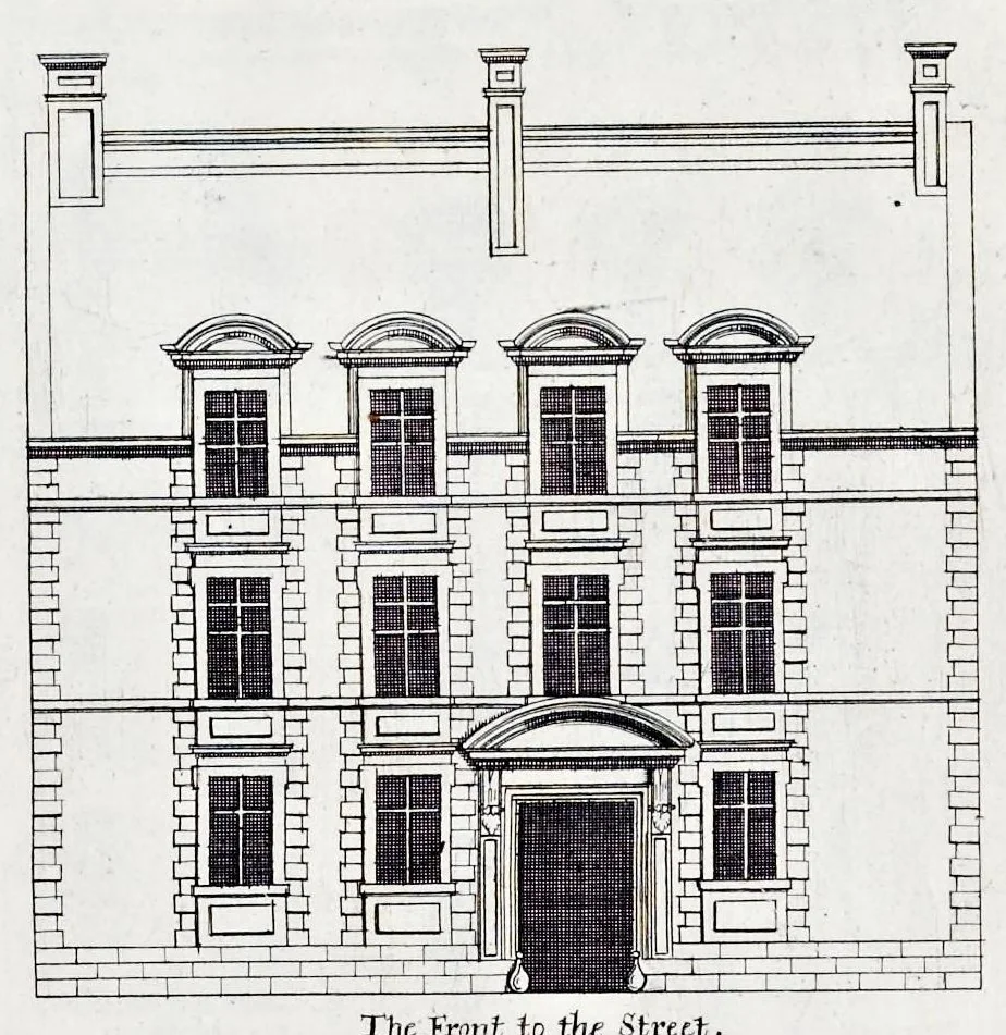 An illustration from The art of fair building: represented in the figures of several uprights of houses, with their ground-plots, fitting for persons of several qualities. Wherein is divided each room and office according to their most convenient occasion, with their heights, depths, lengths, and breadths according to proportion. With rules and directions for the placing of the doors, vvindows, chimnies, beds, stairs, and other conveniencies; with their just measures for the best advantage both of commodiousness, health, strength, and ornament. Also a description of the names and proportions of the members belonging to the framing of the timber-work, with directions and examples for the placing of them, 1670, leaf 80