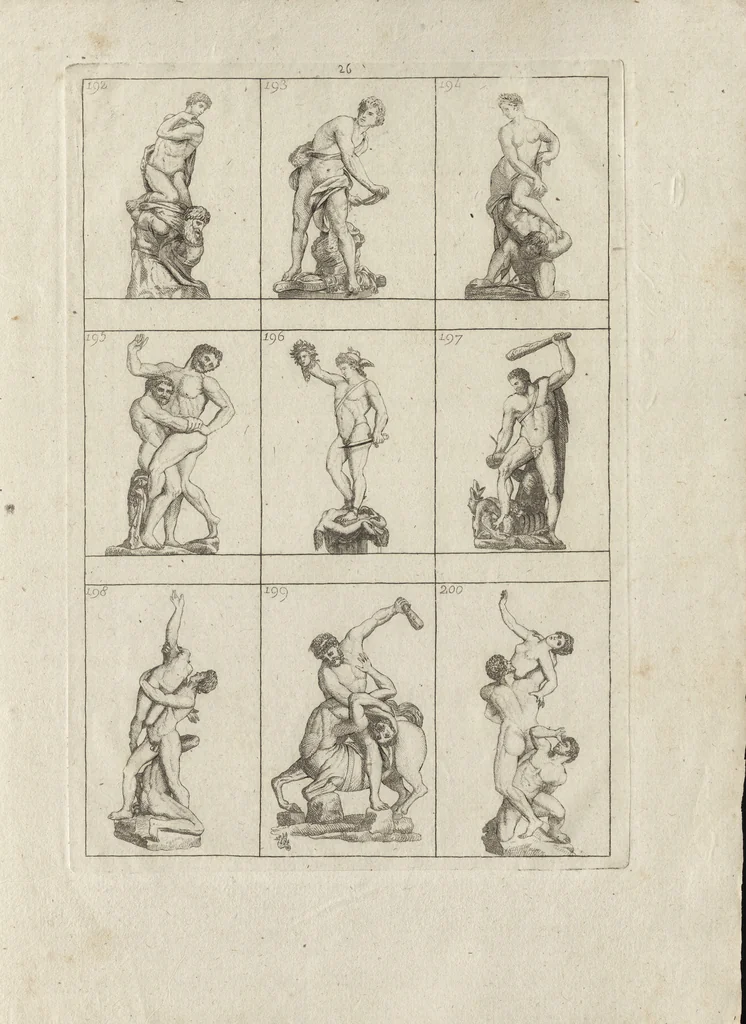 An illustration from Museum statue antiquorum : collection de statues des divers museum de Rome, Naples, Florence, &c : à l'usage des peintres, sculpteurs, architectes et amateurs des beaux arts, 1700, leaf 102