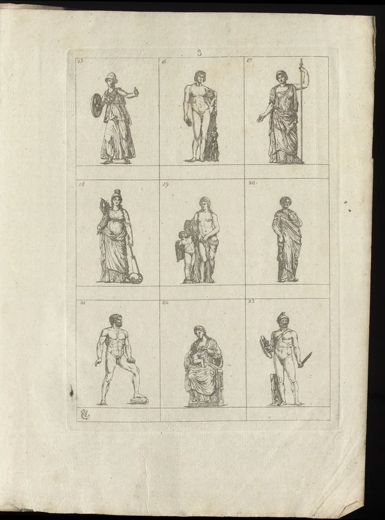 An illustration from Museum statue antiquorum : collection de statues des divers museum de Rome, Naples, Florence, &c : à l'usage des peintres, sculpteurs, architectes et amateurs des beaux arts, 1700, leaf 16