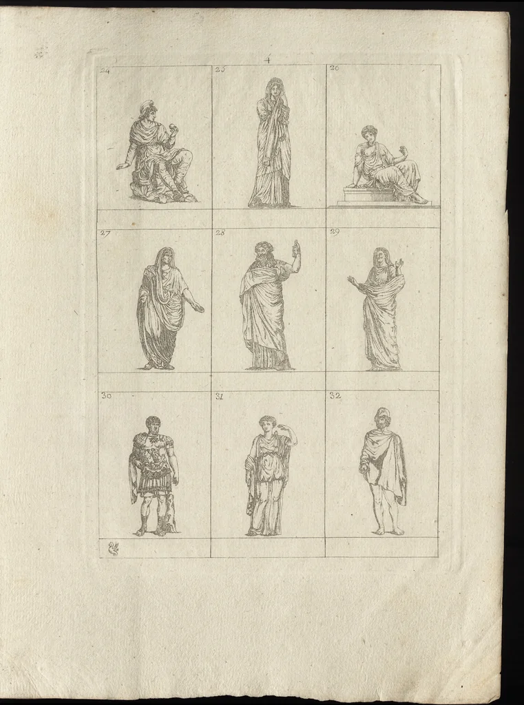 An illustration from Museum statue antiquorum : collection de statues des divers museum de Rome, Naples, Florence, &c : à l'usage des peintres, sculpteurs, architectes et amateurs des beaux arts, 1700, leaf 20