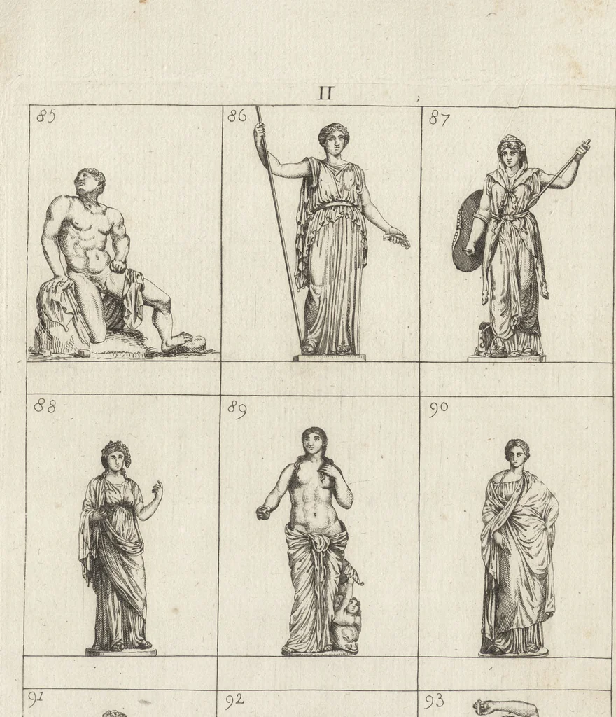 An illustration from Museum statue antiquorum : collection de statues des divers museum de Rome, Naples, Florence, &c : à l'usage des peintres, sculpteurs, architectes et amateurs des beaux arts, 1700, leaf 48