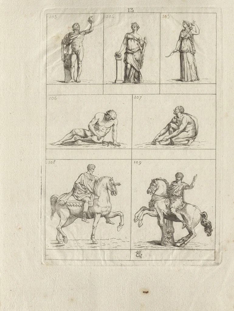 An illustration from Museum statue antiquorum : collection de statues des divers museum de Rome, Naples, Florence, &c : à l'usage des peintres, sculpteurs, architectes et amateurs des beaux arts, 1700, leaf 56