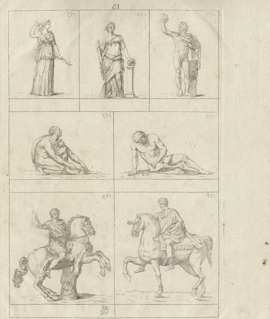 An illustration from Museum statue antiquorum : collection de statues des divers museum de Rome, Naples, Florence, &c : à l'usage des peintres, sculpteurs, architectes et amateurs des beaux arts, 1700, leaf 58