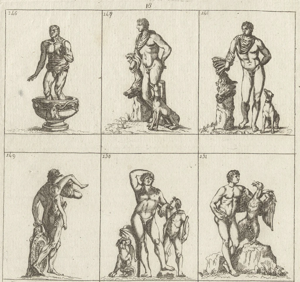 An illustration from Museum statue antiquorum : collection de statues des divers museum de Rome, Naples, Florence, &c : à l'usage des peintres, sculpteurs, architectes et amateurs des beaux arts, 1700, leaf 74