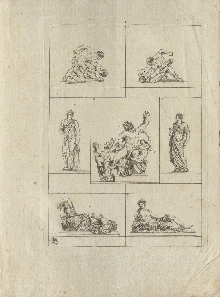 An illustration from Museum statue antiquorum : collection de statues des divers museum de Rome, Naples, Florence, &c : à l'usage des peintres, sculpteurs, architectes et amateurs des beaux arts, 1700, leaf 8
