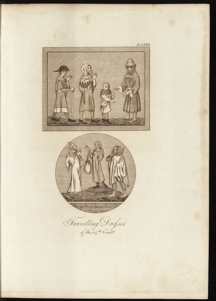 An illustration from A complete view of the dress and habits of the people of England : from the establishment of the Saxons in Britain to the present time , illustrated by engravings taken from the most authentic remains of antiquity : to which is prefixed an introduction, containing a general description of the ancient habits in use among mankind, from the earliest period of time to the conclusion of the seventh century, 1796, leaf 332
