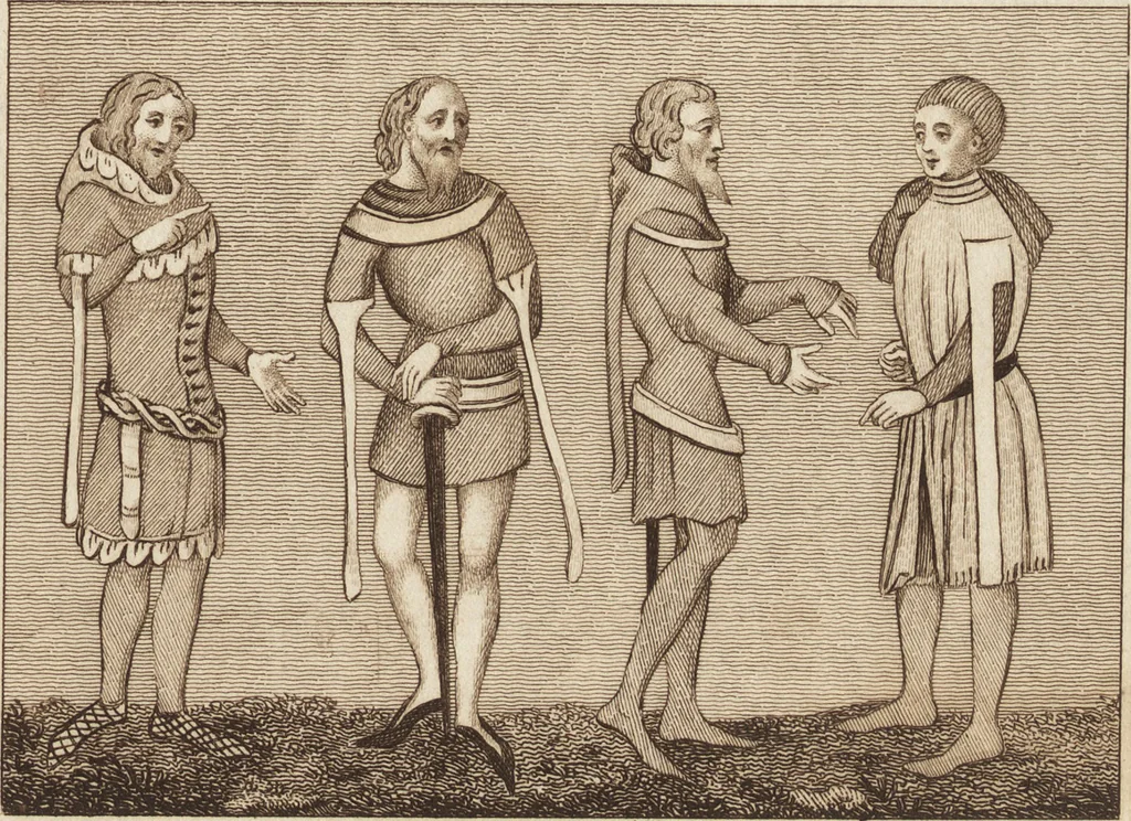 An illustration from A complete view of the dress and habits of the people of England : from the establishment of the Saxons in Britain to the present time , illustrated by engravings taken from the most authentic remains of antiquity : to which is prefixed an introduction, containing a general description of the ancient habits in use among mankind, from the earliest period of time to the conclusion of the seventh century, 1796, leaf 336