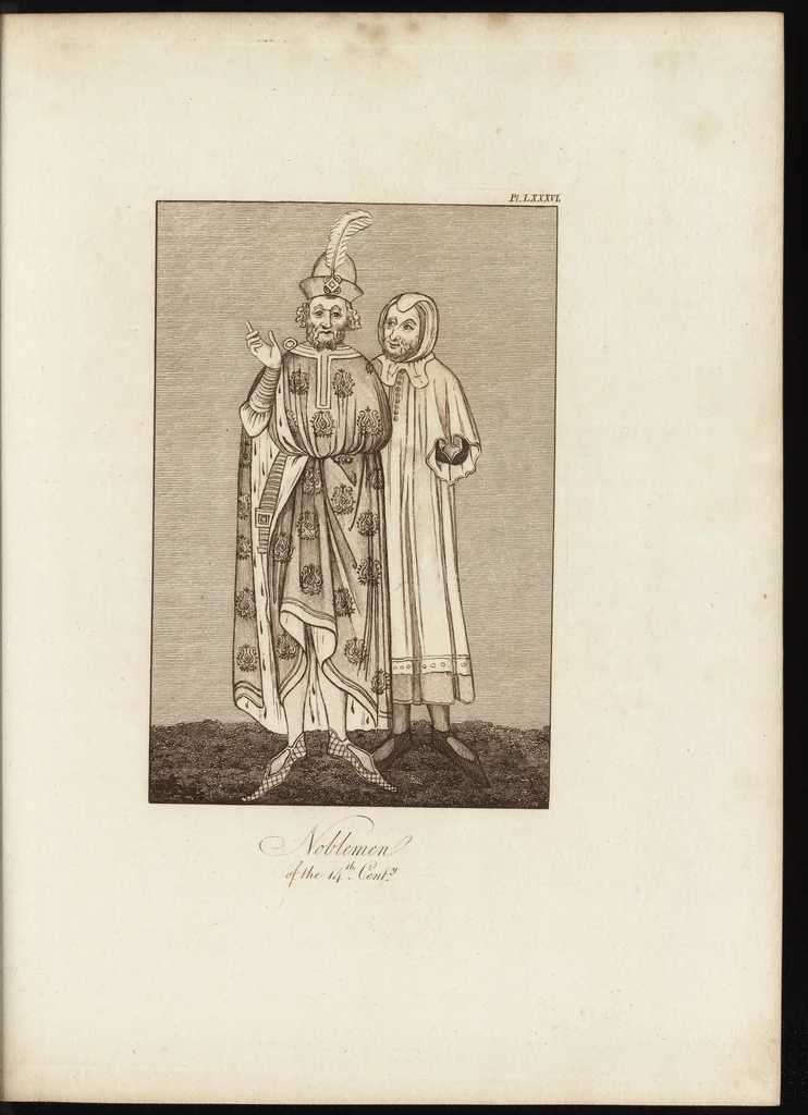 An illustration from A complete view of the dress and habits of the people of England : from the establishment of the Saxons in Britain to the present time , illustrated by engravings taken from the most authentic remains of antiquity : to which is prefixed an introduction, containing a general description of the ancient habits in use among mankind, from the earliest period of time to the conclusion of the seventh century, 1796, leaf 362