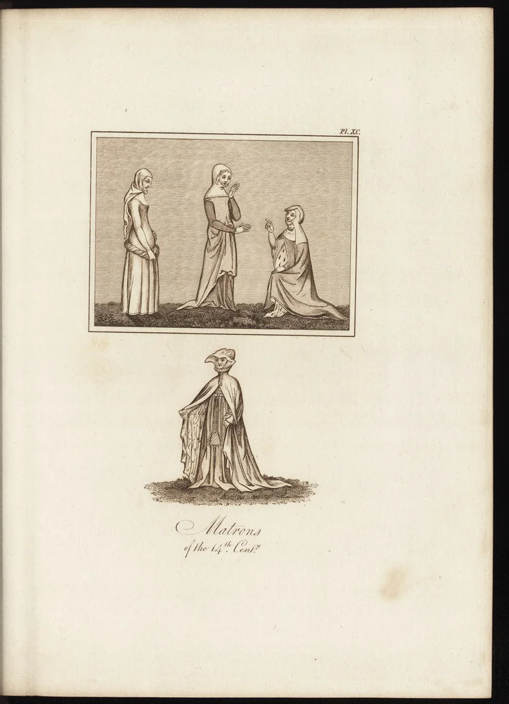 An illustration from A complete view of the dress and habits of the people of England : from the establishment of the Saxons in Britain to the present time , illustrated by engravings taken from the most authentic remains of antiquity : to which is prefixed an introduction, containing a general description of the ancient habits in use among mankind, from the earliest period of time to the conclusion of the seventh century, 1796, leaf 370