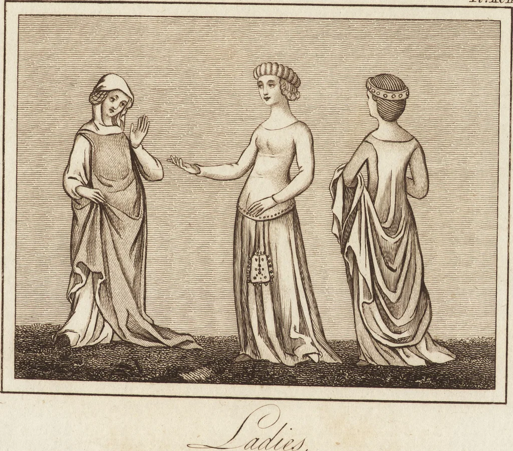 An illustration from A complete view of the dress and habits of the people of England : from the establishment of the Saxons in Britain to the present time , illustrated by engravings taken from the most authentic remains of antiquity : to which is prefixed an introduction, containing a general description of the ancient habits in use among mankind, from the earliest period of time to the conclusion of the seventh century, 1796, leaf 374