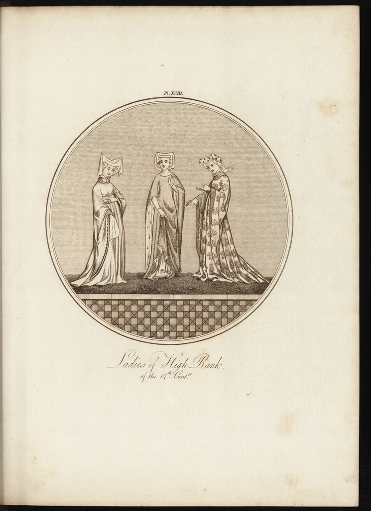 An illustration from A complete view of the dress and habits of the people of England : from the establishment of the Saxons in Britain to the present time , illustrated by engravings taken from the most authentic remains of antiquity : to which is prefixed an introduction, containing a general description of the ancient habits in use among mankind, from the earliest period of time to the conclusion of the seventh century, 1796, leaf 376
