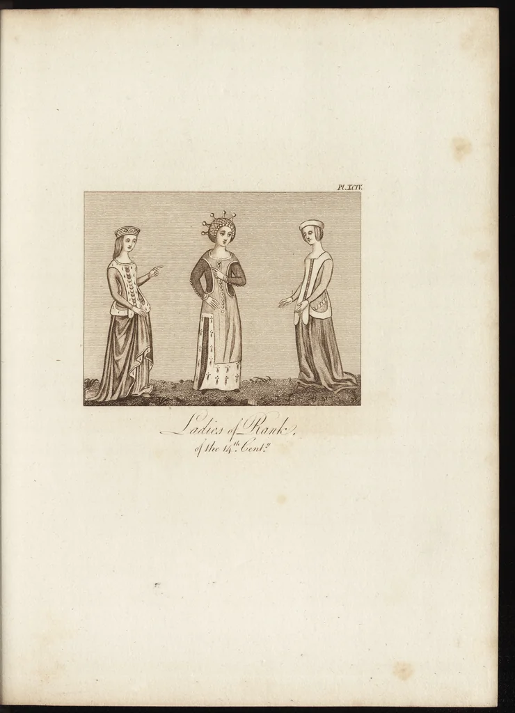 An illustration from A complete view of the dress and habits of the people of England : from the establishment of the Saxons in Britain to the present time , illustrated by engravings taken from the most authentic remains of antiquity : to which is prefixed an introduction, containing a general description of the ancient habits in use among mankind, from the earliest period of time to the conclusion of the seventh century, 1796, leaf 378