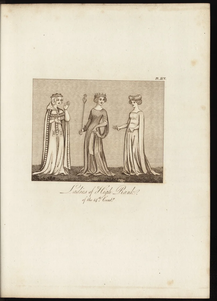 An illustration from A complete view of the dress and habits of the people of England : from the establishment of the Saxons in Britain to the present time , illustrated by engravings taken from the most authentic remains of antiquity : to which is prefixed an introduction, containing a general description of the ancient habits in use among mankind, from the earliest period of time to the conclusion of the seventh century, 1796, leaf 380