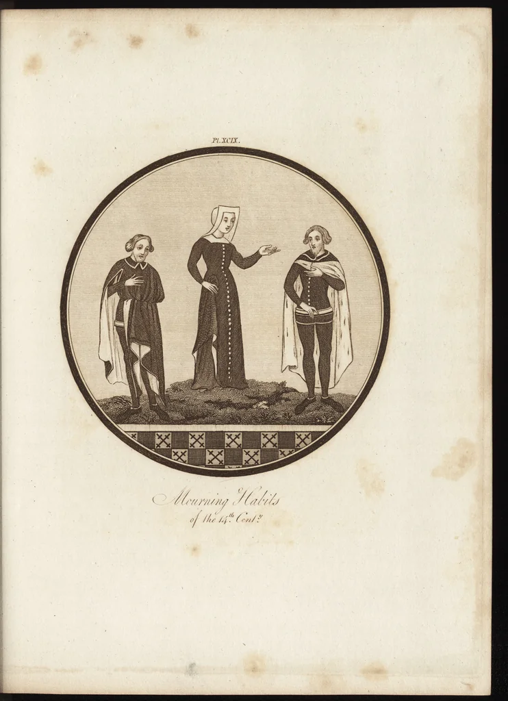 An illustration from A complete view of the dress and habits of the people of England : from the establishment of the Saxons in Britain to the present time , illustrated by engravings taken from the most authentic remains of antiquity : to which is prefixed an introduction, containing a general description of the ancient habits in use among mankind, from the earliest period of time to the conclusion of the seventh century, 1796, leaf 388