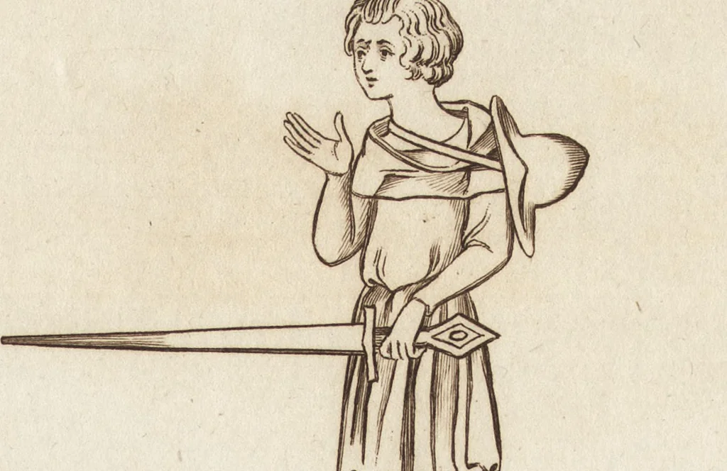 An illustration from A complete view of the dress and habits of the people of England : from the establishment of the Saxons in Britain to the present time , illustrated by engravings taken from the most authentic remains of antiquity : to which is prefixed an introduction, containing a general description of the ancient habits in use among mankind, from the earliest period of time to the conclusion of the seventh century, 1796, leaf 390