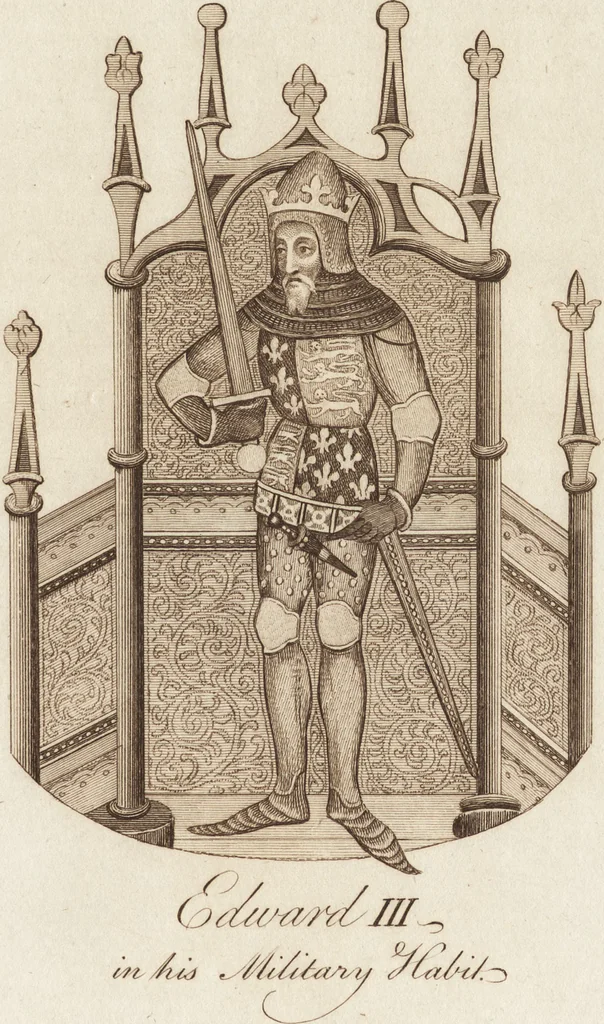 An illustration from A complete view of the dress and habits of the people of England : from the establishment of the Saxons in Britain to the present time , illustrated by engravings taken from the most authentic remains of antiquity : to which is prefixed an introduction, containing a general description of the ancient habits in use among mankind, from the earliest period of time to the conclusion of the seventh century, 1796, leaf 398