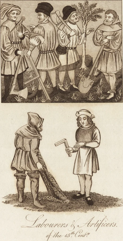 An illustration from A complete view of the dress and habits of the people of England : from the establishment of the Saxons in Britain to the present time , illustrated by engravings taken from the most authentic remains of antiquity : to which is prefixed an introduction, containing a general description of the ancient habits in use among mankind, from the earliest period of time to the conclusion of the seventh century, 1796, leaf 402