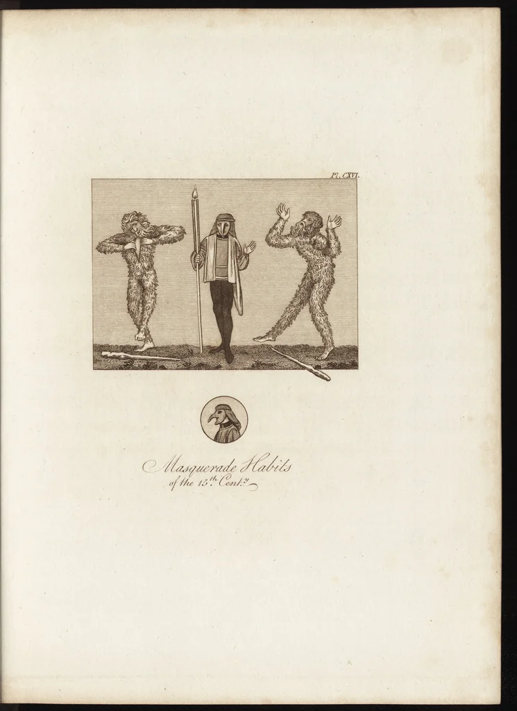 An illustration from A complete view of the dress and habits of the people of England : from the establishment of the Saxons in Britain to the present time , illustrated by engravings taken from the most authentic remains of antiquity : to which is prefixed an introduction, containing a general description of the ancient habits in use among mankind, from the earliest period of time to the conclusion of the seventh century, 1796, leaf 422