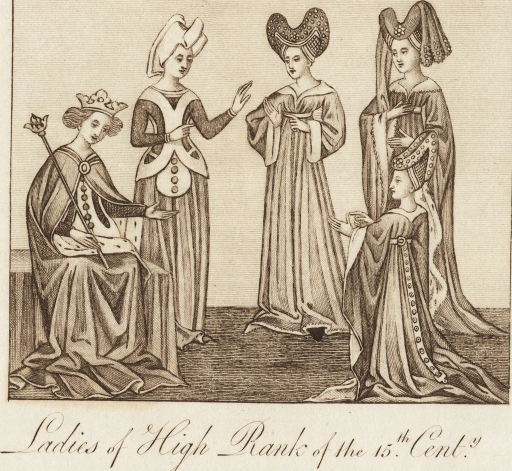 An illustration from A complete view of the dress and habits of the people of England : from the establishment of the Saxons in Britain to the present time , illustrated by engravings taken from the most authentic remains of antiquity : to which is prefixed an introduction, containing a general description of the ancient habits in use among mankind, from the earliest period of time to the conclusion of the seventh century, 1796, leaf 428