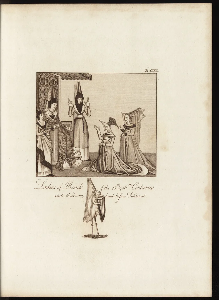 An illustration from A complete view of the dress and habits of the people of England : from the establishment of the Saxons in Britain to the present time , illustrated by engravings taken from the most authentic remains of antiquity : to which is prefixed an introduction, containing a general description of the ancient habits in use among mankind, from the earliest period of time to the conclusion of the seventh century, 1796, leaf 434