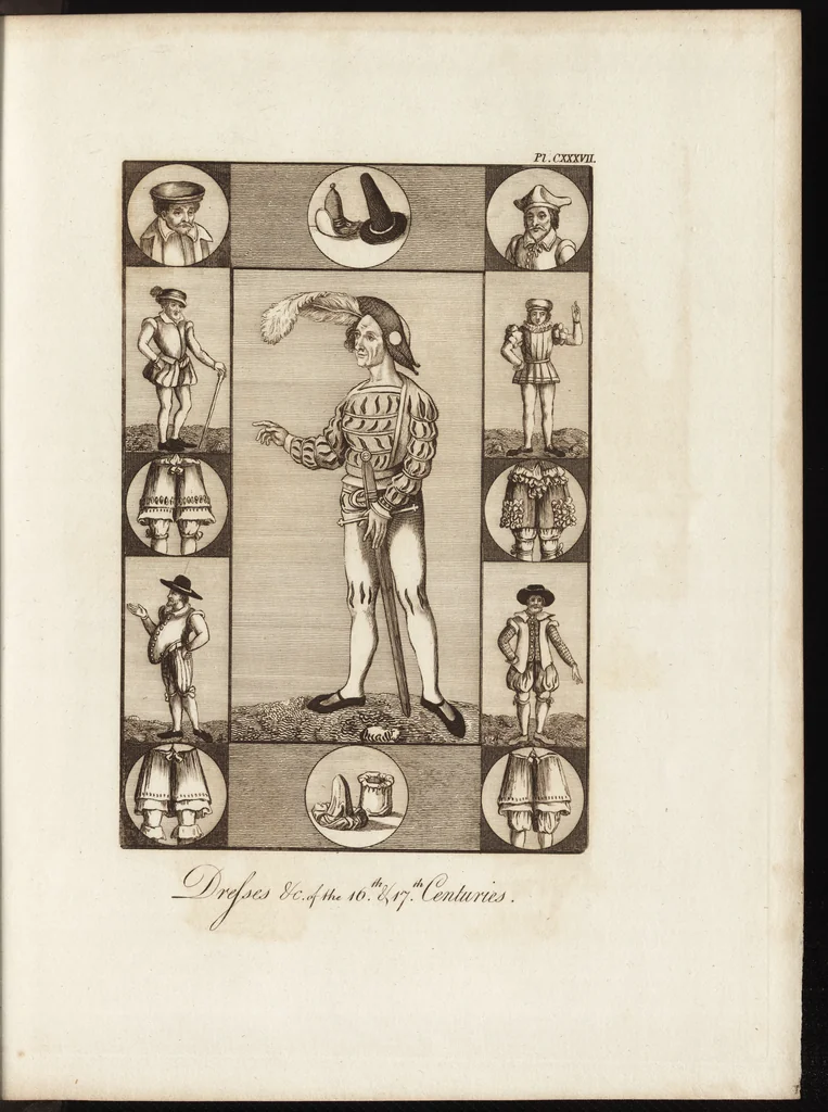 An illustration from A complete view of the dress and habits of the people of England : from the establishment of the Saxons in Britain to the present time , illustrated by engravings taken from the most authentic remains of antiquity : to which is prefixed an introduction, containing a general description of the ancient habits in use among mankind, from the earliest period of time to the conclusion of the seventh century, 1796, leaf 464