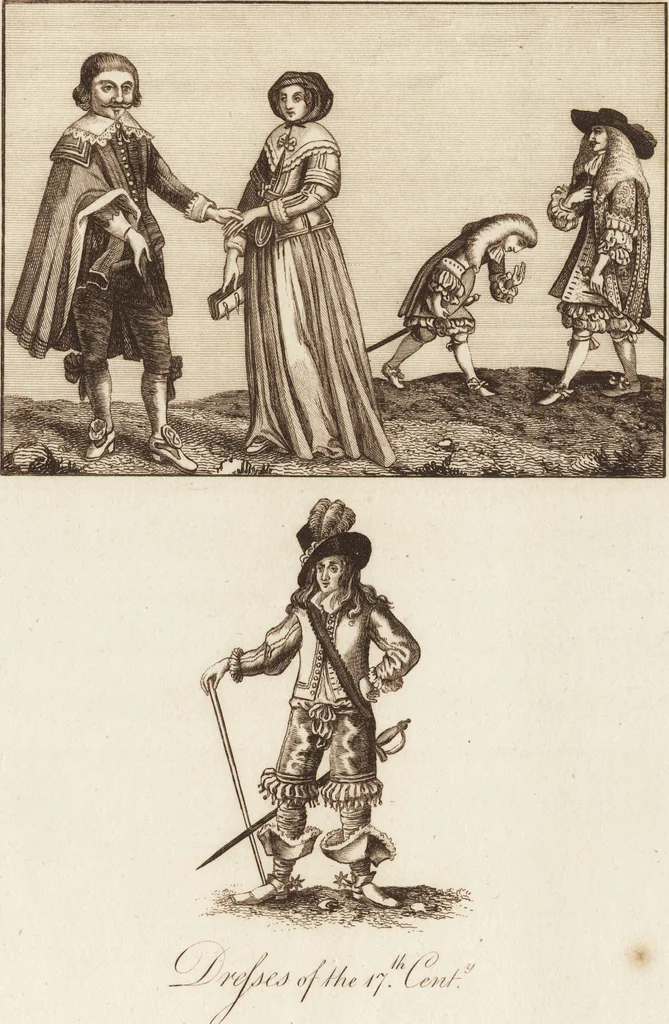 An illustration from A complete view of the dress and habits of the people of England : from the establishment of the Saxons in Britain to the present time , illustrated by engravings taken from the most authentic remains of antiquity : to which is prefixed an introduction, containing a general description of the ancient habits in use among mankind, from the earliest period of time to the conclusion of the seventh century, 1796, leaf 476