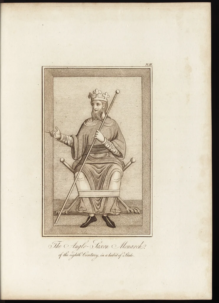 An illustration from A complete view of the dress and habits of the people of England : from the establishment of the Saxons in Britain to the present time , illustrated by engravings taken from the most authentic remains of antiquity : to which is prefixed an introduction, containing a general description of the ancient habits in use among mankind, from the earliest period of time to the conclusion of the seventh century, 1796, leaf 252
