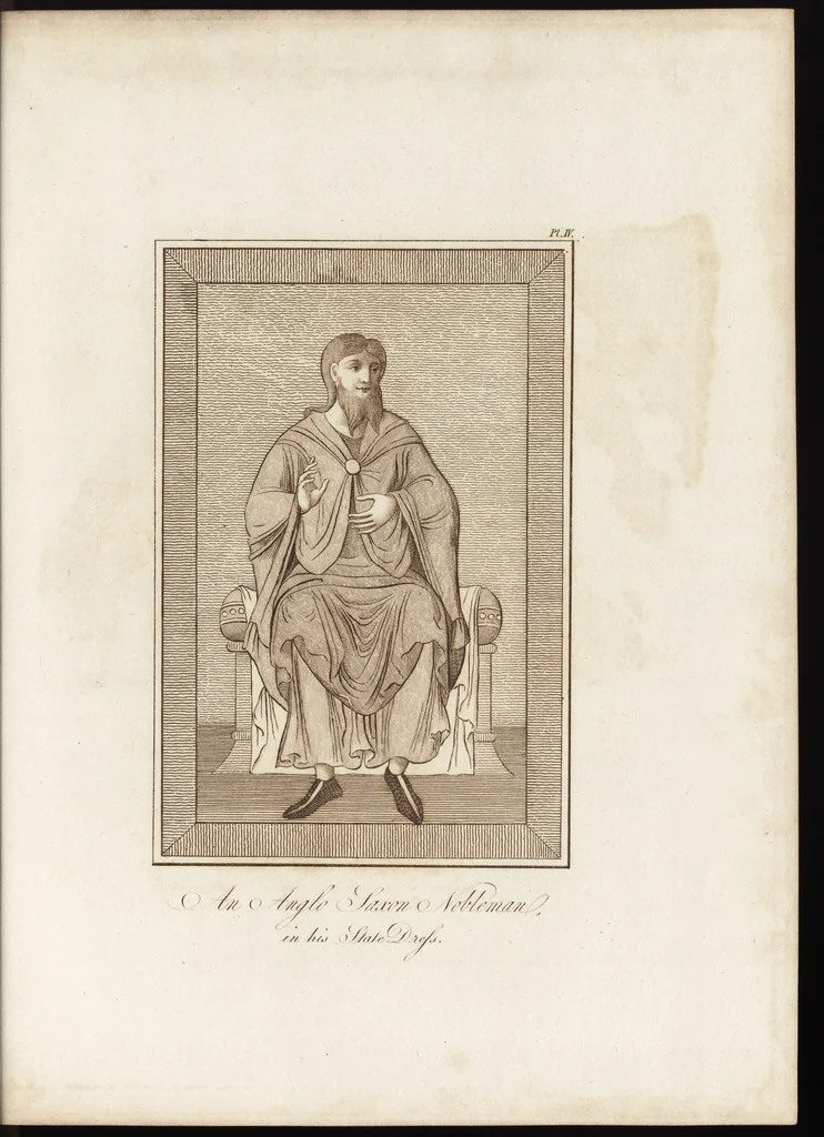 An illustration from A complete view of the dress and habits of the people of England : from the establishment of the Saxons in Britain to the present time , illustrated by engravings taken from the most authentic remains of antiquity : to which is prefixed an introduction, containing a general description of the ancient habits in use among mankind, from the earliest period of time to the conclusion of the seventh century, 1796, leaf 254
