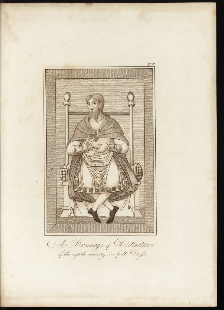 An illustration from A complete view of the dress and habits of the people of England : from the establishment of the Saxons in Britain to the present time , illustrated by engravings taken from the most authentic remains of antiquity : to which is prefixed an introduction, containing a general description of the ancient habits in use among mankind, from the earliest period of time to the conclusion of the seventh century, 1796, leaf 260