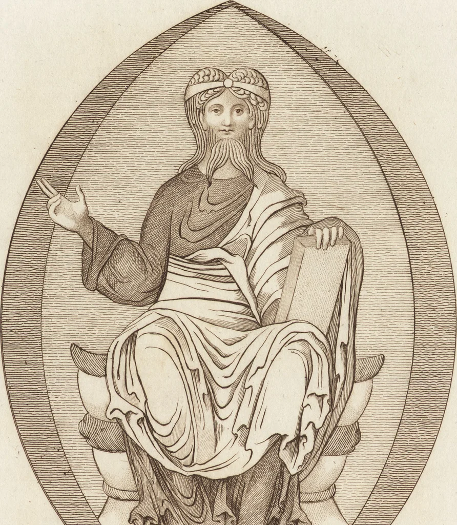 An illustration from A complete view of the dress and habits of the people of England : from the establishment of the Saxons in Britain to the present time , illustrated by engravings taken from the most authentic remains of antiquity : to which is prefixed an introduction, containing a general description of the ancient habits in use among mankind, from the earliest period of time to the conclusion of the seventh century, 1796, leaf 262