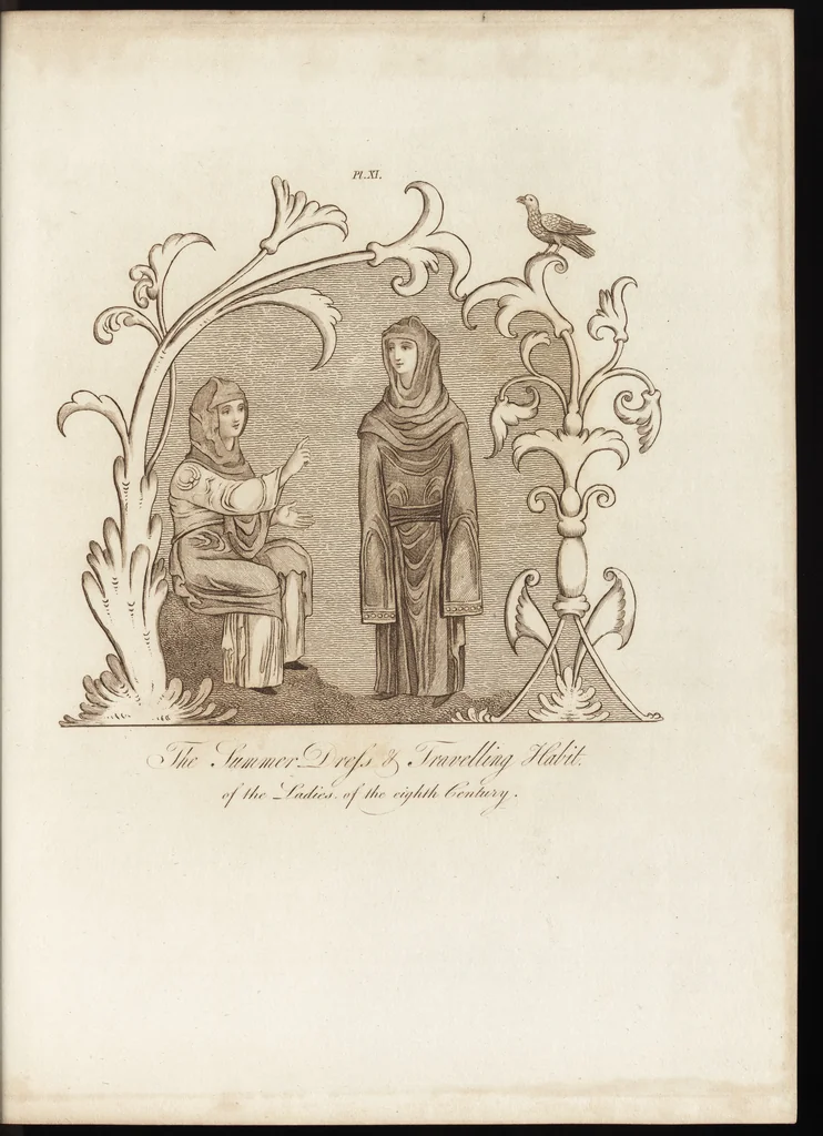 An illustration from A complete view of the dress and habits of the people of England : from the establishment of the Saxons in Britain to the present time , illustrated by engravings taken from the most authentic remains of antiquity : to which is prefixed an introduction, containing a general description of the ancient habits in use among mankind, from the earliest period of time to the conclusion of the seventh century, 1796, leaf 268
