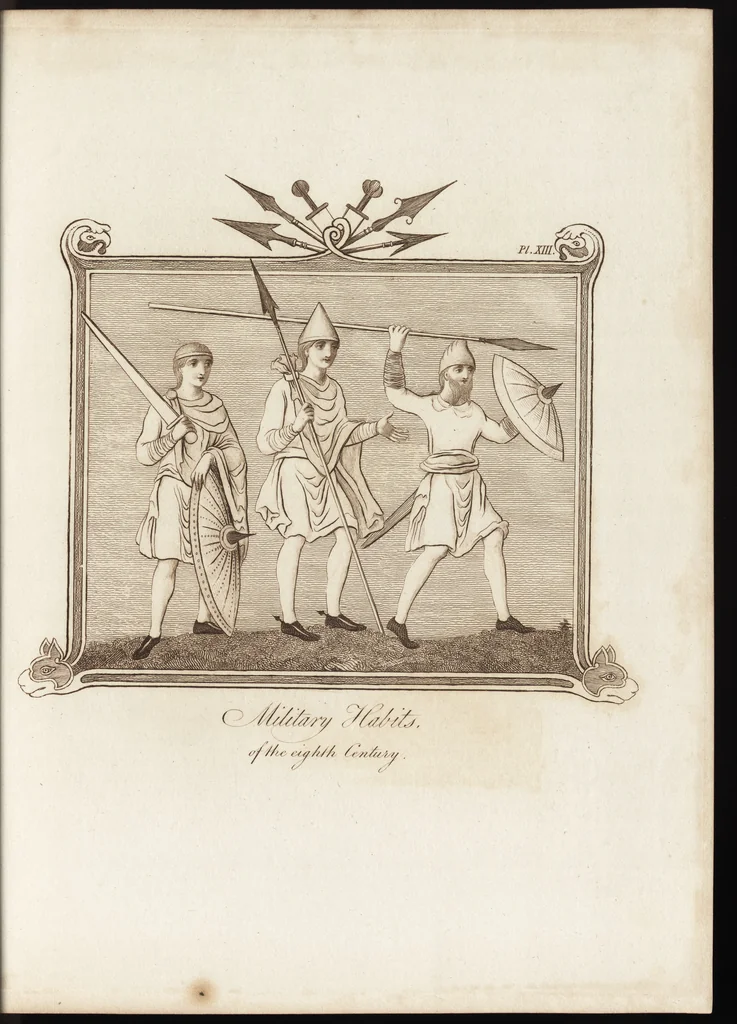An illustration from A complete view of the dress and habits of the people of England : from the establishment of the Saxons in Britain to the present time , illustrated by engravings taken from the most authentic remains of antiquity : to which is prefixed an introduction, containing a general description of the ancient habits in use among mankind, from the earliest period of time to the conclusion of the seventh century, 1796, leaf 272