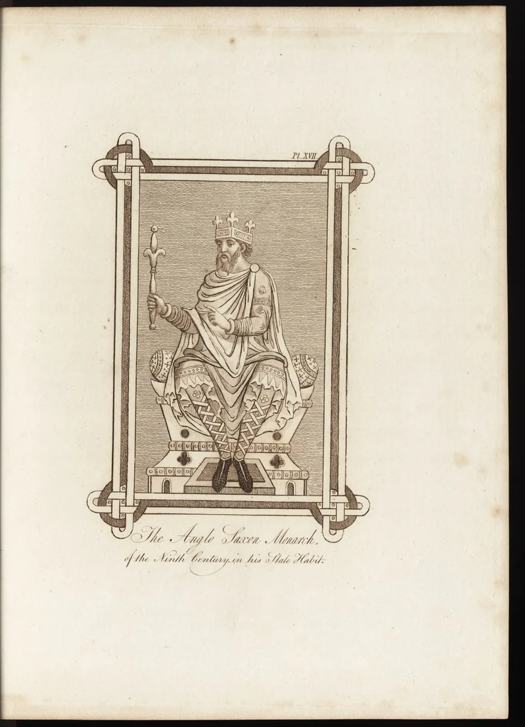 An illustration from A complete view of the dress and habits of the people of England : from the establishment of the Saxons in Britain to the present time , illustrated by engravings taken from the most authentic remains of antiquity : to which is prefixed an introduction, containing a general description of the ancient habits in use among mankind, from the earliest period of time to the conclusion of the seventh century, 1796, leaf 280