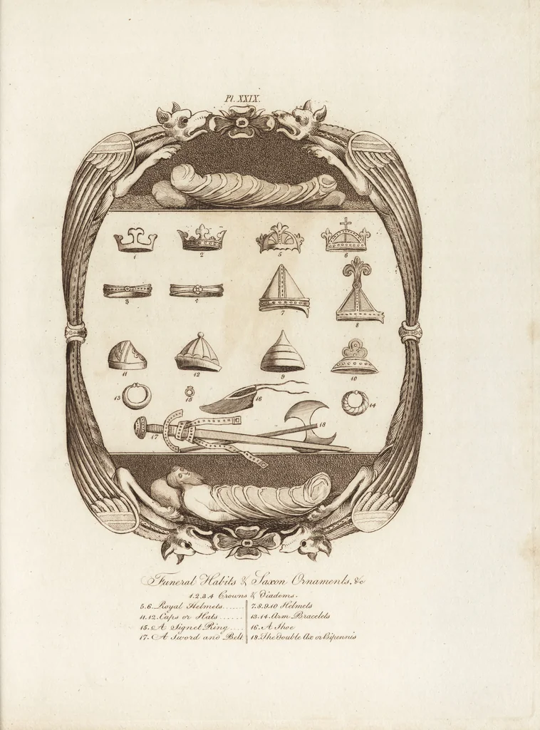 An illustration from A complete view of the dress and habits of the people of England : from the establishment of the Saxons in Britain to the present time , illustrated by engravings taken from the most authentic remains of antiquity : to which is prefixed an introduction, containing a general description of the ancient habits in use among mankind, from the earliest period of time to the conclusion of the seventh century, 1796, leaf 304