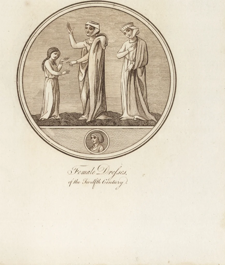 An illustration from A complete view of the dress and habits of the people of England : from the establishment of the Saxons in Britain to the present time , illustrated by engravings taken from the most authentic remains of antiquity : to which is prefixed an introduction, containing a general description of the ancient habits in use among mankind, from the earliest period of time to the conclusion of the seventh century, 1796, leaf 328
