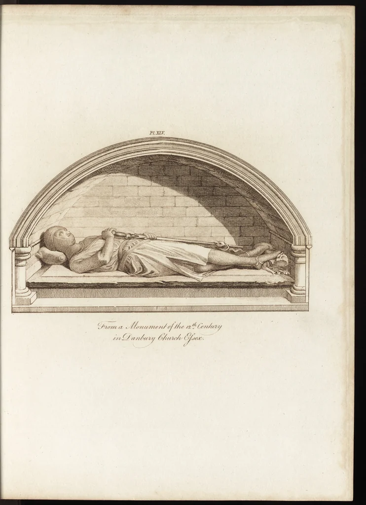 An illustration from A complete view of the dress and habits of the people of England : from the establishment of the Saxons in Britain to the present time , illustrated by engravings taken from the most authentic remains of antiquity : to which is prefixed an introduction, containing a general description of the ancient habits in use among mankind, from the earliest period of time to the conclusion of the seventh century, 1796, leaf 336