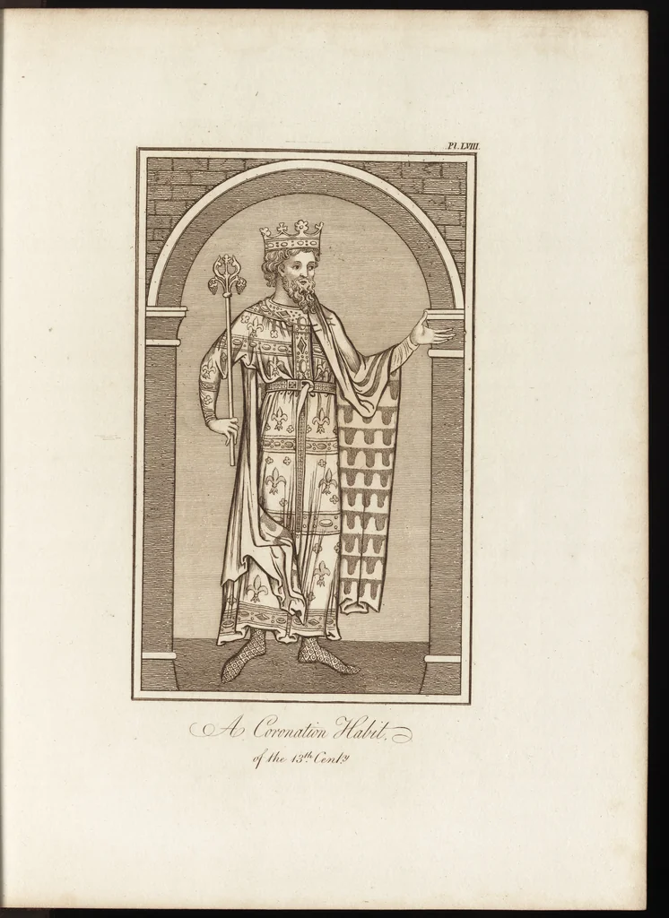 An illustration from A complete view of the dress and habits of the people of England : from the establishment of the Saxons in Britain to the present time , illustrated by engravings taken from the most authentic remains of antiquity : to which is prefixed an introduction, containing a general description of the ancient habits in use among mankind, from the earliest period of time to the conclusion of the seventh century, 1796, leaf 362